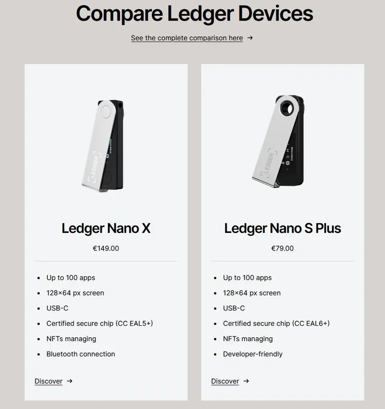 Ledger Nano S Plus vs Ledger Nano X Comparison